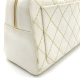 CHANEL Wild Stitch Handbag Boston Bag Leather White A14692