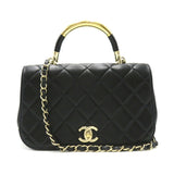 CHANEL Matelasse 2-way shoulder bag, lambskin (sheepskin), women's, black