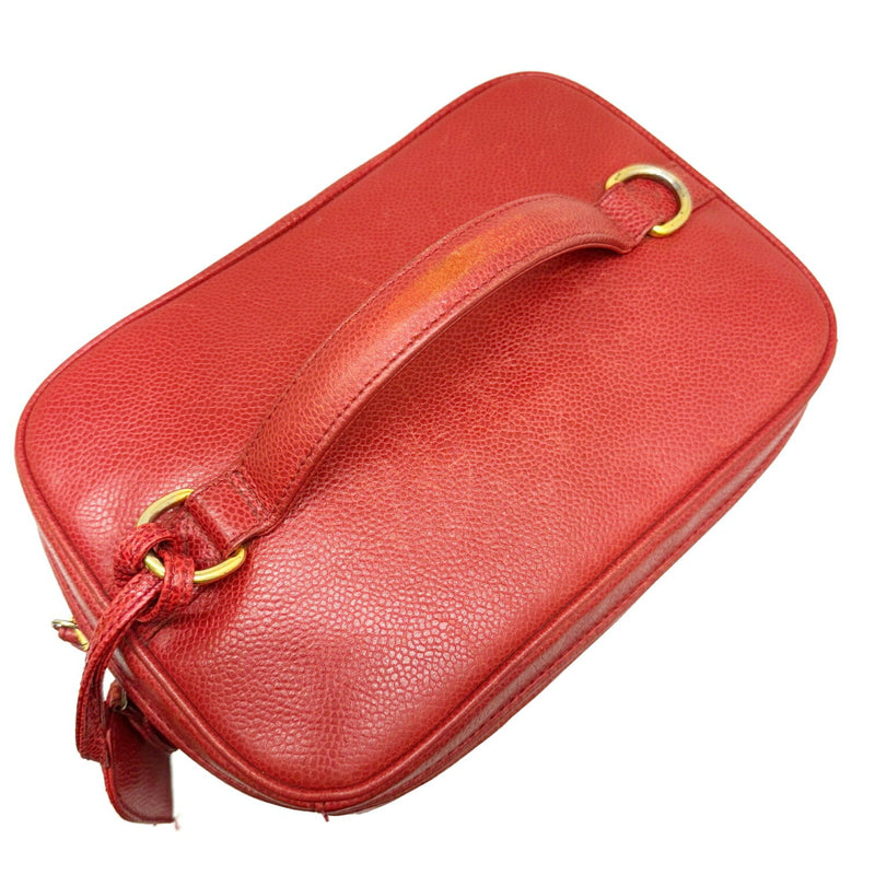 CHANEL Coco Mark Vanity Caviar Skin Red 3rd Series Bag Shoulder Women's