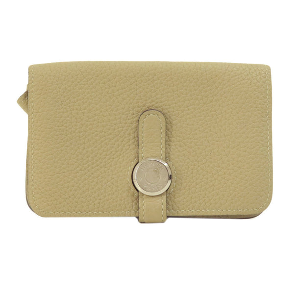 Hermes Dogon Wallet/Coin Case Beige Taurillon Women's