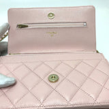 CHANEL AP0250 Coco Mark CC Chain Wallet Long Pouch Pochette Shoulder Bag Caviar Skin Women's Pink