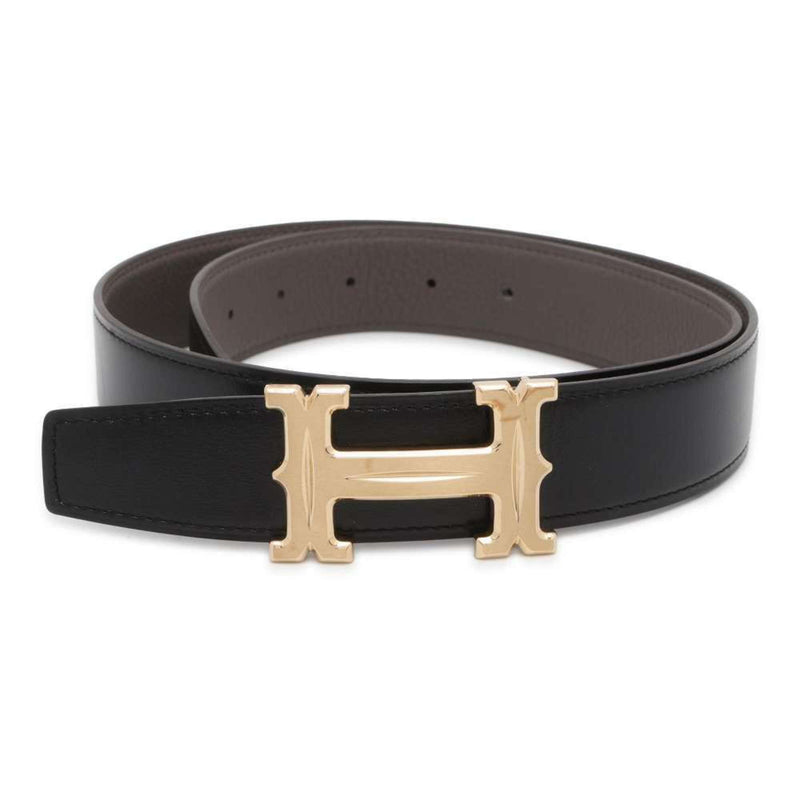 Hermes Belt Constance Reversible H Black Etain Box Calf Togo Z Stamp Size 80