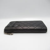 CHANEL Cambon Round Long Wallet Black enamel Calfskin (cowhide) A50078