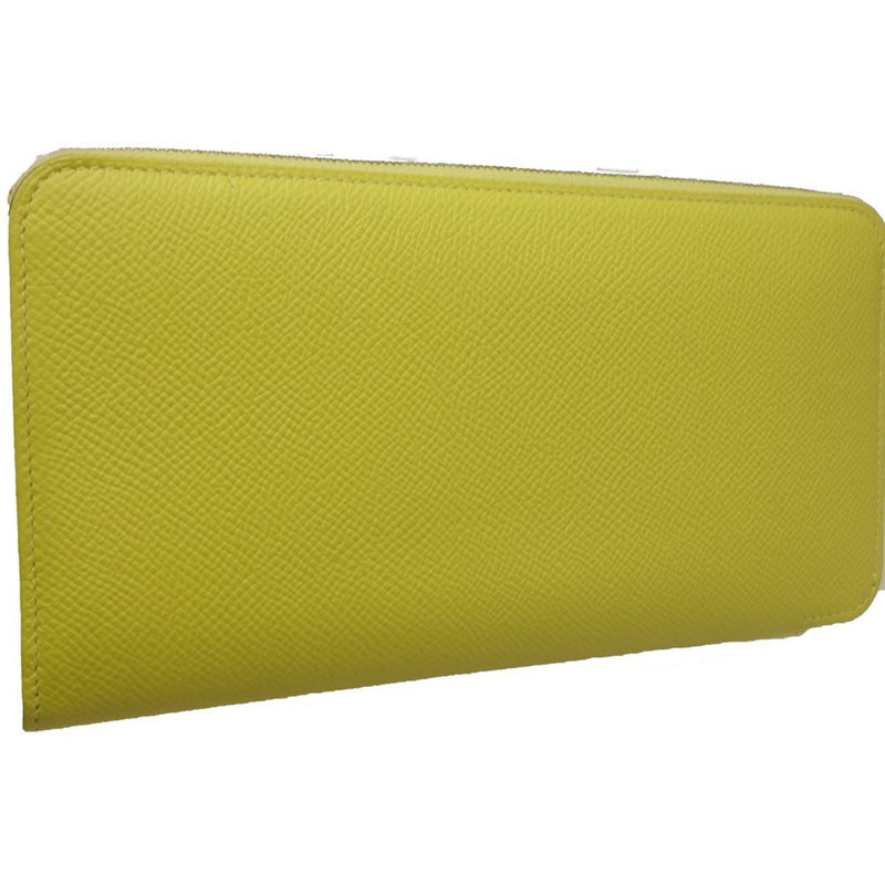 HERMES Azap Silk-in Long Wallet Vaux Epson Yellow 083143