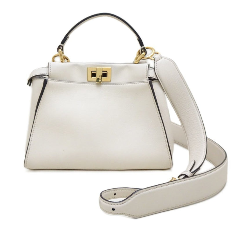 FENDI Peekaboo Small 8BN244 2-Way Bag Leather Ivory 351481