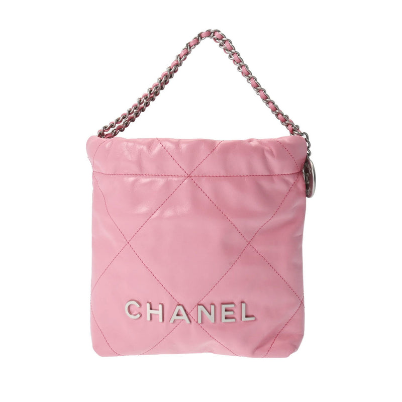 CHANEL 22 Hobo Bag Pink AS3980 Women's Shiny Calf