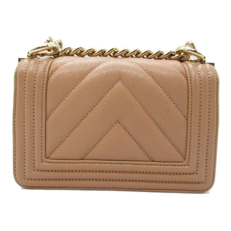 CHANEL Boy Chanel V-stitch chain shoulder bag Shoulder Bag Caviar skin (grained calf) Women's Beige