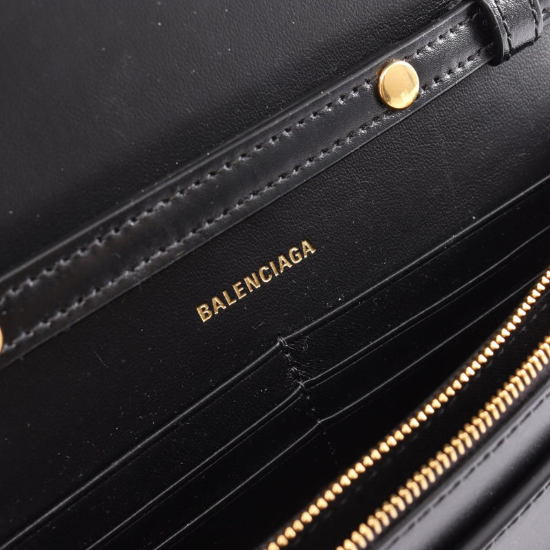 BALENCIAGA Hourglass Shoulder Bag Leather Women's Black 6560501QJ4M1000