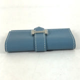 Hermes Business card holder pass case coin purse Wallet Coin Compartment Card Case Blue gene blue SilverHardware