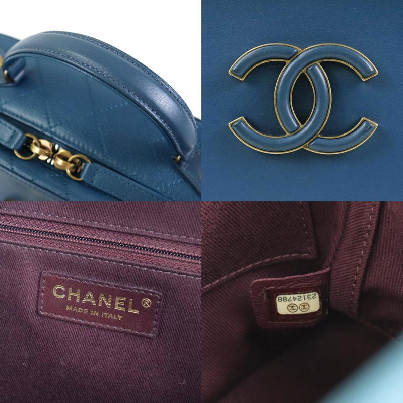 CHANEL Shoulder Bag Coco Mark Leather Blue Ladies