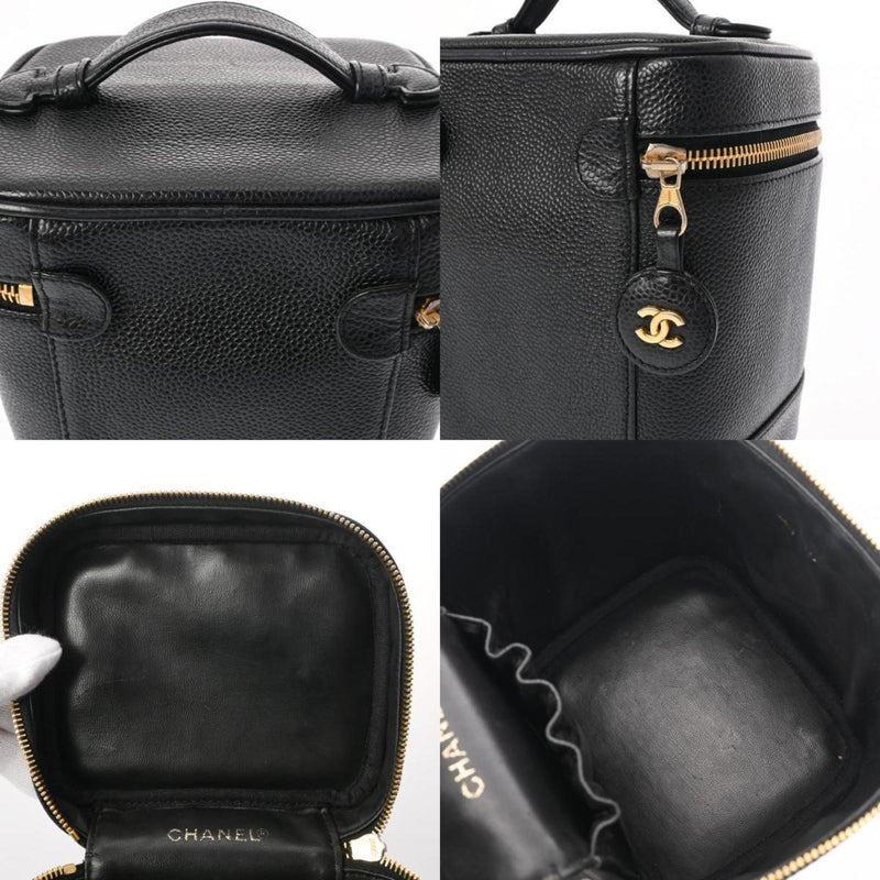 CHANEL Vanity Black A01998 Women's Caviar Skin Handbag