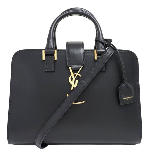 YSL SAINT LAURENT Baby Cabas Handbag Black 568853 Leather Women's