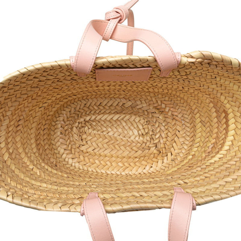 Celine Triomphe Classic Palm Leaf Handbag Shoulder Bag U-SL-0243 Beige Pink Raffia Leather Women's CELINE