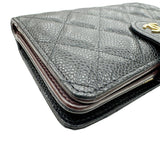 CHANEL Coco Mark Bi-fold Wallet Caviar Skin Black 19 Series Women's