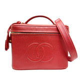 CHANEL Coco Mark Vanity Caviar Skin Red 3rd Series Bag Shoulder Women's