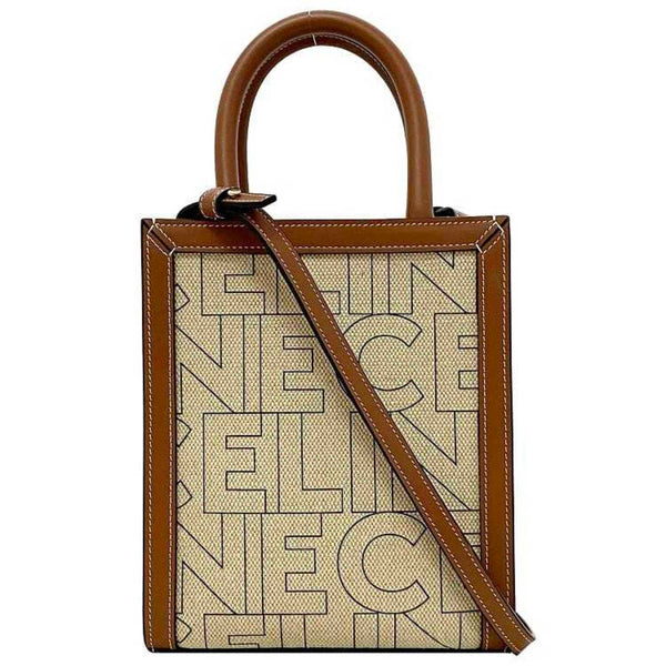 Celine Vertical Cover Beige Brown 193302EUK.02NT Canvas Leather CELINE Handbag