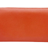 HERMES Azap Long Silk In Epson Rose Jaipur □Q Engraved (2013) Wallet Round Leather Red Women's