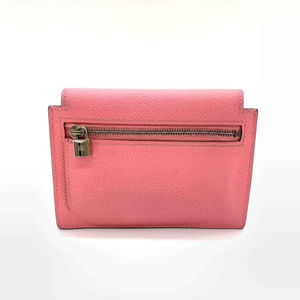 Hermes Wallet Kelly Pocket Compact Pink Wallet/Coin Case Coin Purse Women's Epsom Leather HERMES