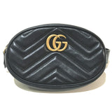 Gucci 476434 GG Marmont bag belt bag Waist Pouch Black Gold