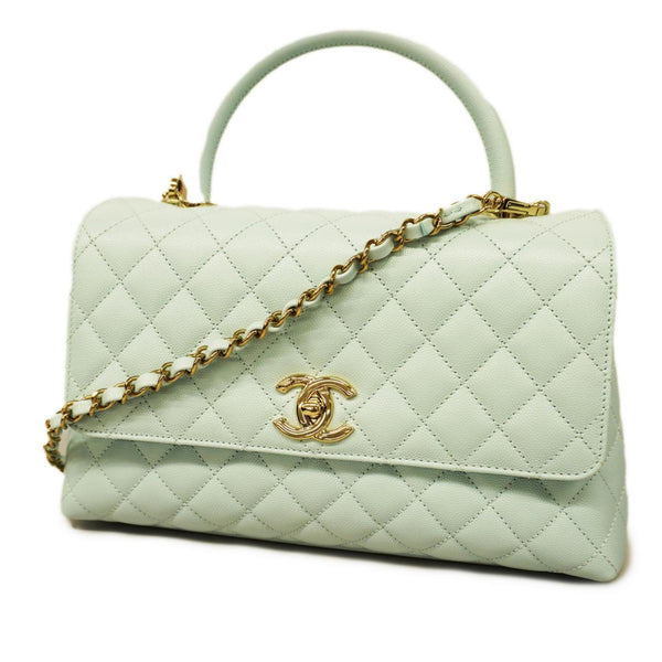 Chanel Handbag Matelasse Coco Handle Chain Shoulder Caviar Skin Light Blue Ladies