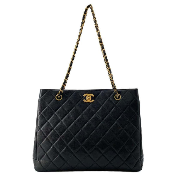 Chanel Chain Shoulder Bag Matelasse Coco Mark Caviar Skin CHANEL Tote Black