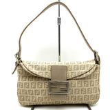 FENDI Mamma Bucket Handbag Bag Zucchino Beige Canvas Women's