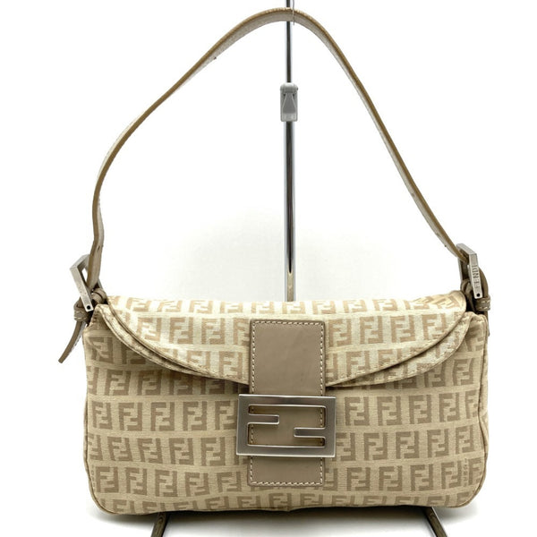 FENDI Mamma Bucket Handbag Bag Zucchino Beige Canvas Women's