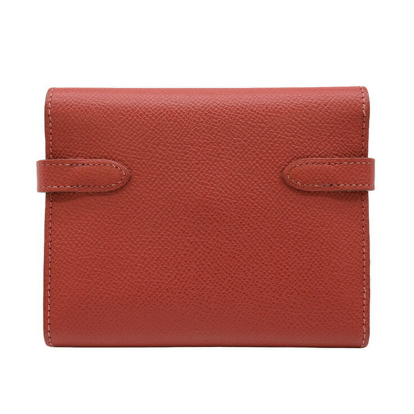 HERMES Kelly Wallet Compact Folding Epsom Leather Vermilion Red #□K