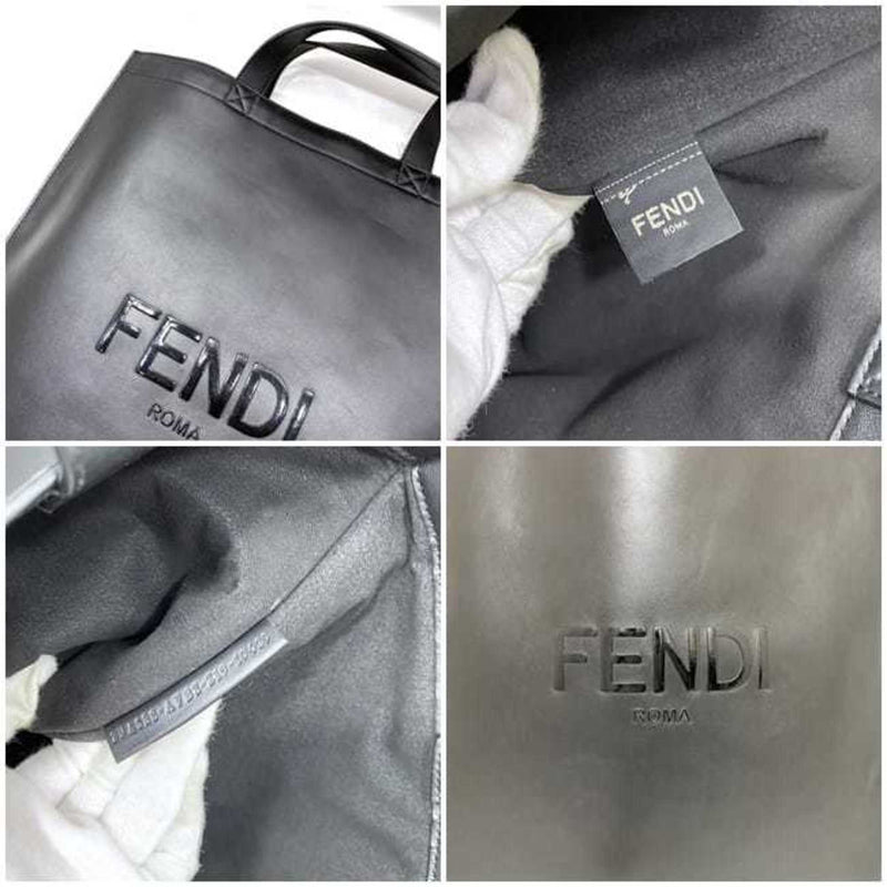 Fendi 7VA538 Women's Leather Tote Bag Black