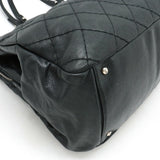 CHANEL On the Road Coco Mark Tote Bag Shoulder Quilted Leather Black