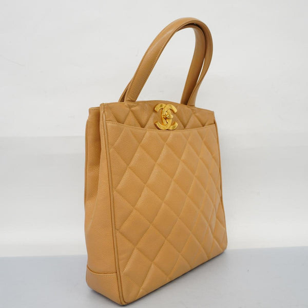 Chanel Tote Bag Matelasse Caviar Skin Camel Women's