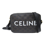 CELINE Triomphe Shoulder Bag Black Brown canvas Coated canvas