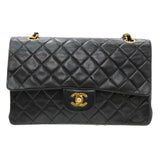 CHANEL Chanel matelasse double chain shoulder bag calfskin black