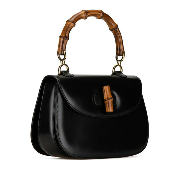 Gucci Bamboo Handbag 000 01 0633 Black Leather Women's GUCCI