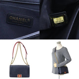 CHANEL Shoulder Bag Boy Chanel Leather Metallic Navy Ladies A92095