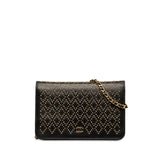 Chanel Women's Suede Chain/Shoulder Wallet Black