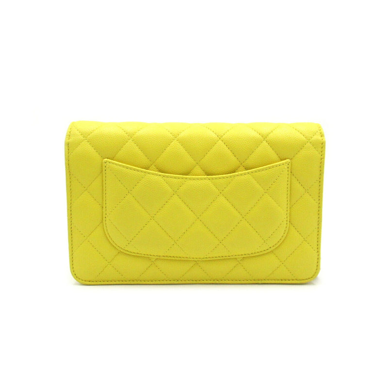 CHANEL Matelasse Chain Wallet Shoulder Bag Caviar Skin (Grained Calf) Women's Yellow AP0250