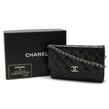 CHANEL Brilliant Matelasse Chain Wallet, Shoulder Pochette, Enamel Leather, Black 8692