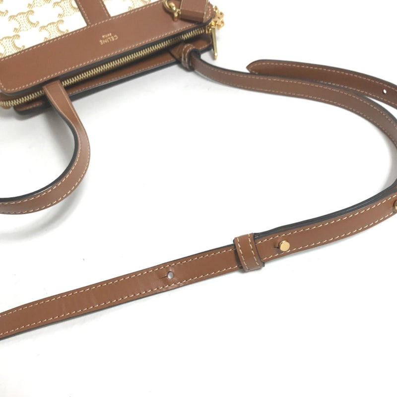 CELINE 191992BZJ Pochette Bag Crossbody Shoulder Bag White Brown