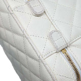 Chanel Chain Shoulder Bag Coco Mark Matelasse Vanity Caviar Skin CHANEL White