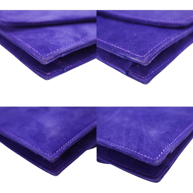 Hermes Dobris Shoulder Clutch Bag Purple 〇S Engraved Suede 0058HERMES Strap