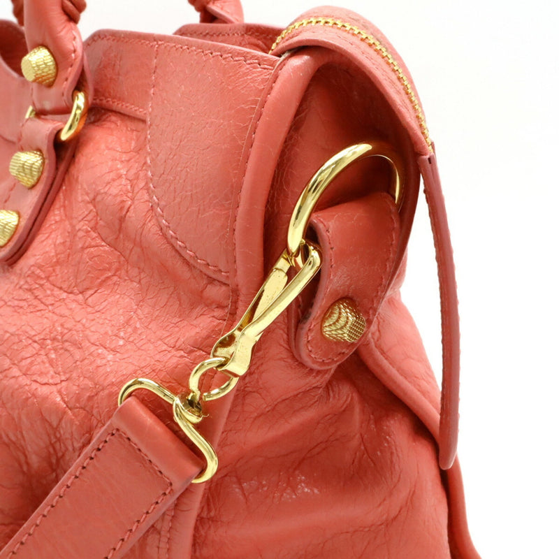 BALENCIAGA Giant City Editor's Bag Handbag Shoulder Leather Coral Pink 281770