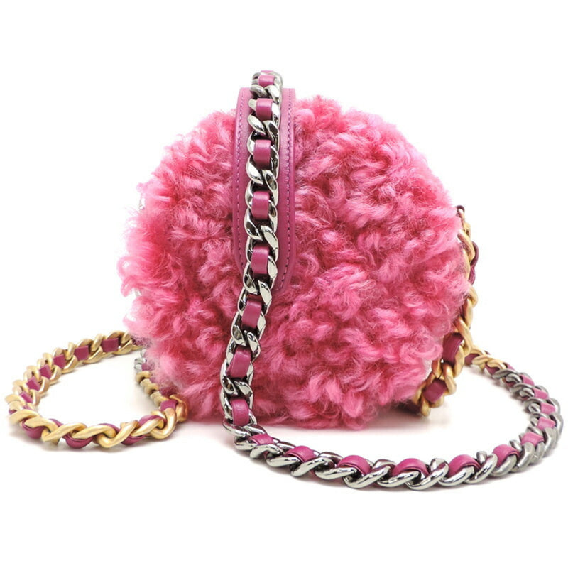 Chanel 19 Round Chain Women's Shoulder Bag AP0945 Mouton Pink