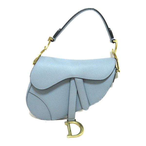 Christian Dior Dior Saddle Bag Shoulder Leather Women's Blue Sky