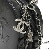 Chanel Round As Earth Chain Shoulder Bag Patent Leather Black A91946