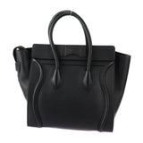 CELINE Micro Luggage Handbag Leather Black Shopper Tote Bag