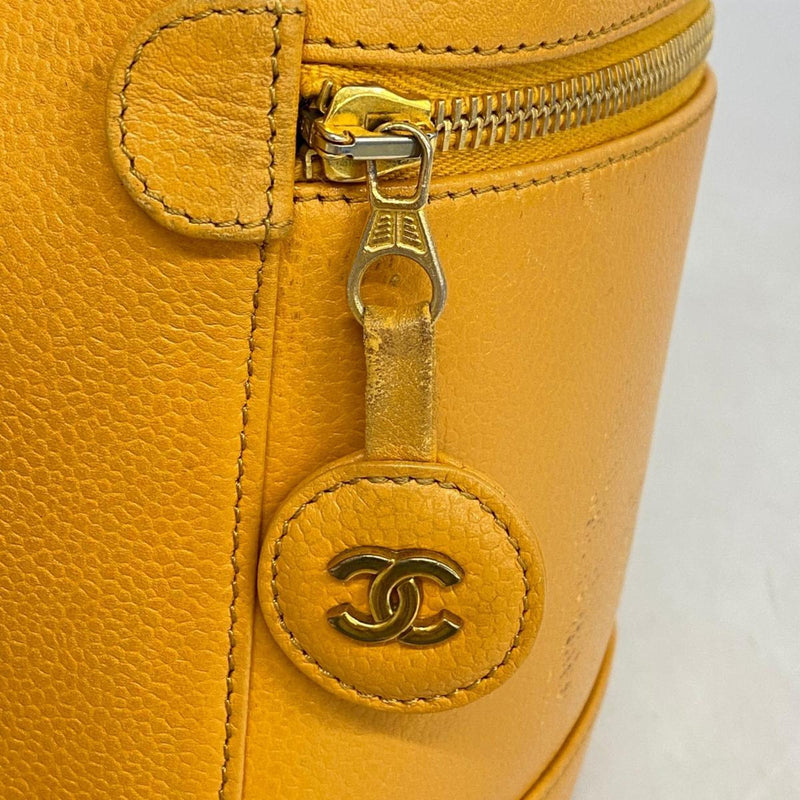 Chanel Vanity Bag Caviar Skin Orange Women's