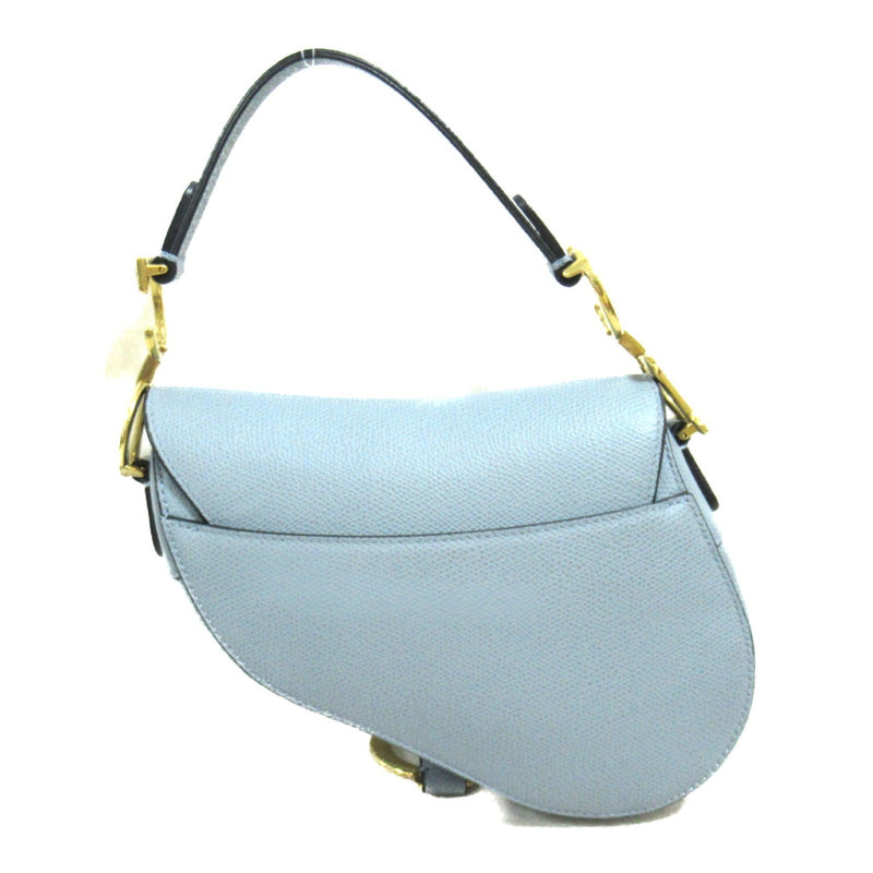 Christian Dior Dior Saddle Bag Shoulder Leather Women's Blue Sky