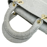 Christian Dior LADY D-LITE Medium Bag Cannage Embroidery Gray M0565OREY_M950 Embroidered Shoulder Handbag Women's