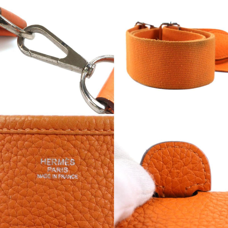 Hermes HERMES Shoulder Bag Evelyn 3 PM Leather Orange Silver Men's Women's e58781a